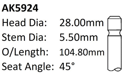 Ford R9DA Exhaust Valve AK5924 - Austral | Universal Auto Spares