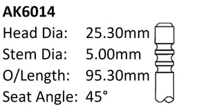 Fiat 312A2 Exhaust Valve AK6014 - Austral | Universal Auto Spares