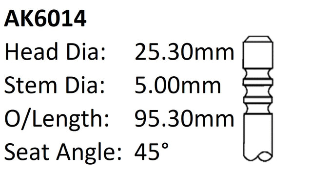 Fiat 312A2 Exhaust Valve AK6014 - Austral | Universal Auto Spares