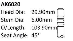 Audi Bdv Exhaust Valve AK6020 - Austral | Universal Auto Spares