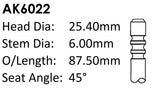 Volkswagen Bkd 2.0LTDI Exhaust Valve AK6022 - Austral | Universal Auto Spares