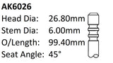 Audi Ccwa Exhaust Valve AK6026 - Austral | Universal Auto Spares
