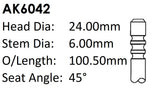 Audi Ake 2.5LTDI Exhaust Valve AK6042 - Austral | Universal Auto Spares