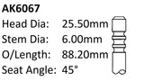 Audi Bkd 2.0LTDI Exhaust Valve AK6067 - Austral | Universal Auto Spares