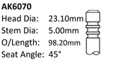 Ford M1JE Exhaust Valve AK6070 - Austral | Universal Auto Spares