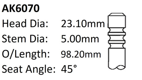 Ford M1JE Exhaust Valve AK6070 - Austral | Universal Auto Spares