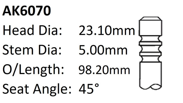 Ford M1JE Exhaust Valve AK6070 - Austral | Universal Auto Spares