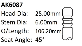 Ford Azba 2.0LCRDI Exhaust Valve AK6087 - Austral | Universal Auto Spares
