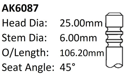 Ford Azba 2.0LCRDI Exhaust Valve AK6087 - Austral | Universal Auto Spares