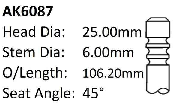Ford Azba 2.0LCRDI Exhaust Valve AK6087 - Austral | Universal Auto Spares