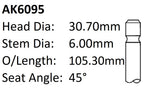 Citroen XU10J4RS Exhaust Valve AK6095 - Austral | Universal Auto Spares