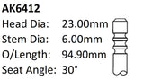 Fiat 198A4 Exhaust Valve AK6412 - Austral | Universal Auto Spares