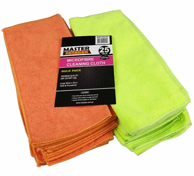 Microfibre Cloths 32 x 32cm 25 Pieces Bulk Pack - Master Detailer | Universal Auto Spares