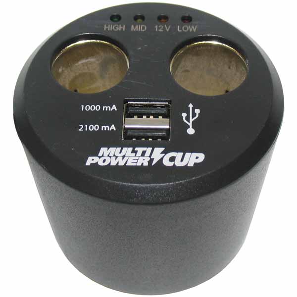 Power Cup 2 Socket & 2 USB - AUTOKING | Universal Auto Spares