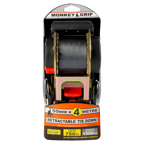 Auto Ratchet Tie Down 50mm x 4.0m 750kg 1pc - Monkey Grip