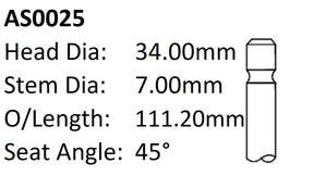 Dai ED10 ED20 Int Valve AS0025 - Austral | Universal Auto Spares