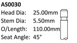 Dai EF EL 12V Int Valve AS0030 - Austral | Universal Auto Spares