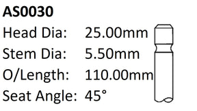 Dai EF EL 12V Int Valve AS0030 - Austral | Universal Auto Spares