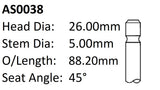 Dai K3 VE 16V Int Valve AS0038 - Austral | Universal Auto Spares