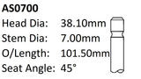 Daewoo G15MF Int Valve AS0700 - Austral | Universal Auto Spares