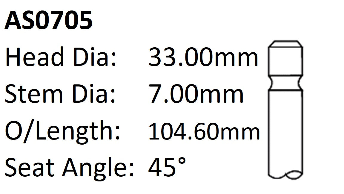 Holden C12NZ C14NZ Int Valve AS0705 - Austral