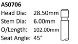 Holden F16D3 Int Valve AS0706 - Austral | Universal Auto Spares