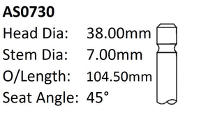 Holden C14SE Int Valve AS0730 - Austral | Universal Auto Spares