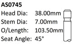 Daewoo A15SM 8V Int Valve AS0745 - Austral | Universal Auto Spares