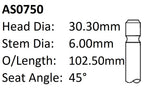 Daewoo A15MF A16DMS Int Valve AS0750 - Austral | Universal Auto Spares