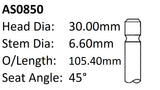Honda A20A D15B4/7 D16A Int Valve AS0850 - Austral | Universal Auto Spares