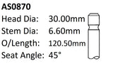 Honda A20A ES ET Int Valve AS0870 - Austral | Universal Auto Spares
