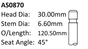 Honda A20A ES ET Int Valve AS0870 - Austral | Universal Auto Spares