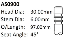 Ford Fiesta 16V Int Valve AS0900 - Austral | Universal Auto Spares