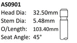 Ford R9MA Int Valve AS0901 - Austral | Universal Auto Spares