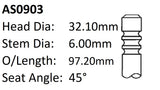 Ford SD Mondeo Int Valve AS0903 - Austral | Universal Auto Spares