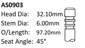 Ford SD Mondeo Int Valve AS0903 - Austral | Universal Auto Spares