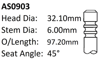 Ford SD Mondeo Int Valve AS0903 - Austral | Universal Auto Spares