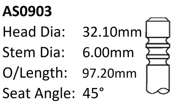 Ford SD Mondeo Int Valve AS0903 - Austral | Universal Auto Spares