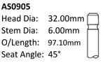 Ford ZH20 Mondeo Int Valve AS0905 - Austral | Universal Auto Spares
