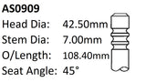 Ford Nsj DOHC 8V Int Valve AS0909 - Austral | Universal Auto Spares
