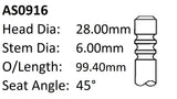 Ford Fyj Fiesta Int Valve AS0916 - Austral | Universal Auto Spares