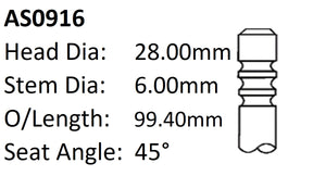 Ford Fyj Fiesta Int Valve AS0916 - Austral | Universal Auto Spares