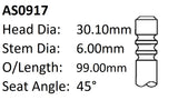 Ford Fyj Fiesta Int Valve AS0917 - Austral | Universal Auto Spares