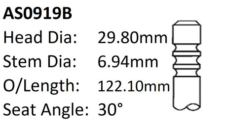 Ford Ranger P5AT Int Valve AS0919B - Austral | Universal Auto Spares