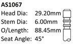 Audi Bkd 2.0LTDI Int Valve AS1067 - Austral | Universal Auto Spares