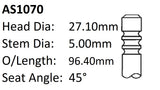 Ford M1JE Int Valve AS1070 - Austral | Universal Auto Spares