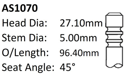 Ford M1JE Int Valve AS1070 - Austral | Universal Auto Spares