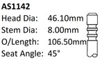 BMW 528I 633I Int Valve AS1142 - Austral | Universal Auto Spares