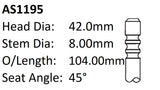 BMW 318 518 Int Valve AS1195 - Austral | Universal Auto Spares