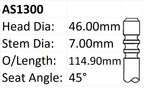 Ford 4.0L V6 SOHC Int Valve AS1300 - Austral | Universal Auto Spares